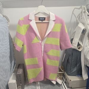 Pink and Yellow Geometric Cardigan